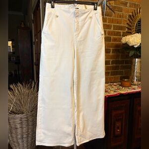 Anthropologie MaEVE Wide Leg Pants in White NWOT super flattering!